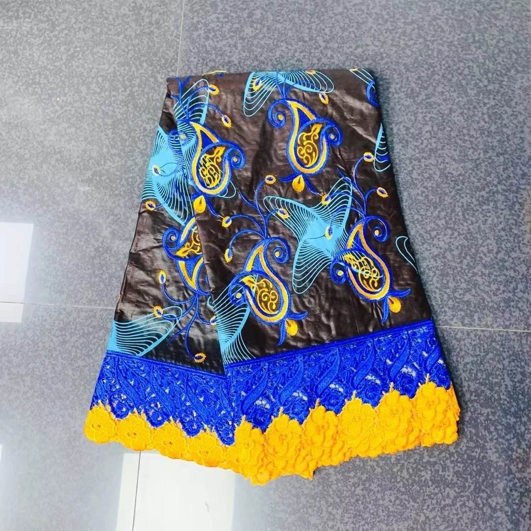 2022 High Quality Ankara Print Embroidered Wax African Ankara Fabric With Stones Embroidery Chemical Wax Fabric