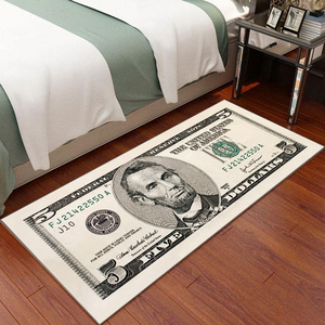 Non-Slip Low Pile Colorful, Money Rug Modern Abstract 100 Dollar Bill Rugs Easy-Cleaning Cash Art Carpet Collection Area Rug