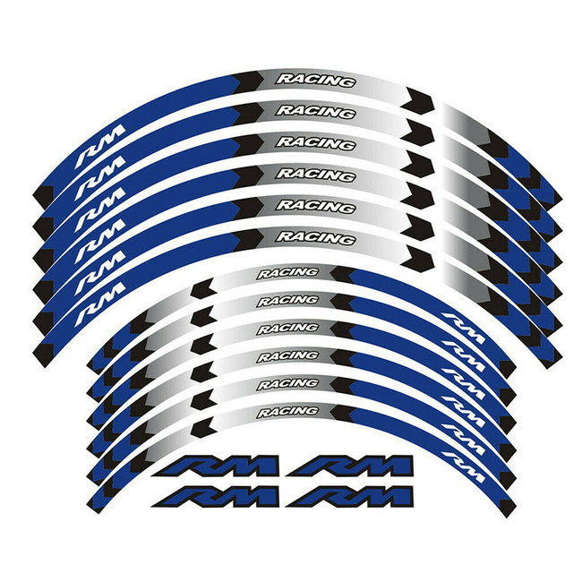 Waterproof UVproof 19 21 inch RIM WHEEL STRIPES DECALS TAPE STICKERS FOR SUZUKI RM 125 250 1990-2008