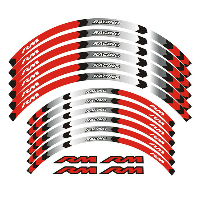 Waterproof UVproof 19 21 inch RIM WHEEL STRIPES DECALS TAPE STICKERS FOR SUZUKI RM 125 250 1990-2008