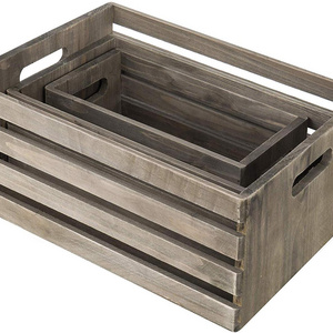 Factory price natural pinewood basket cheap wooden fruit crates for sale