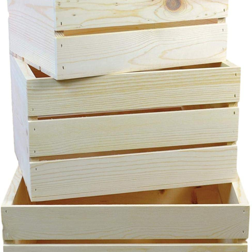 Factory price natural pinewood basket cheap wooden fruit crates for sale