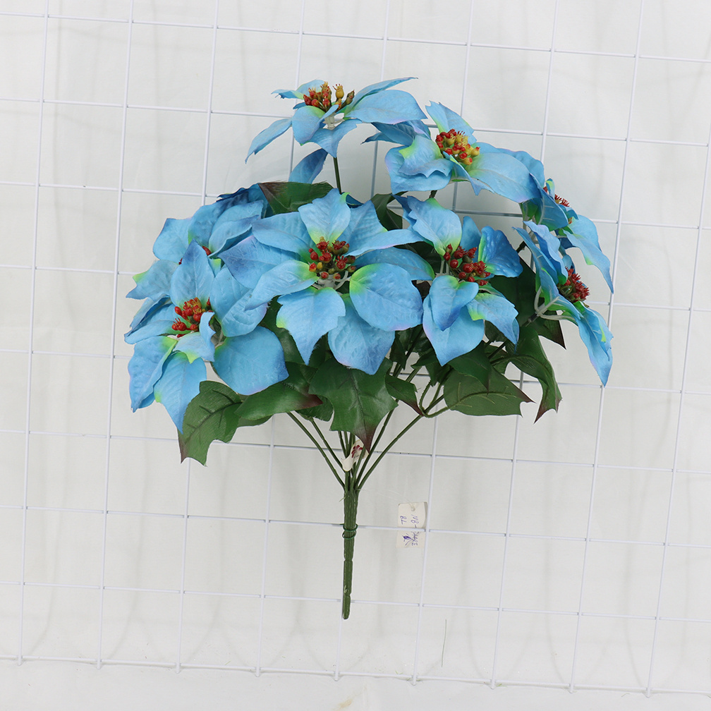 Factory Best Selling Artificial Flower Christmas Poinsettia Decorative Flowers