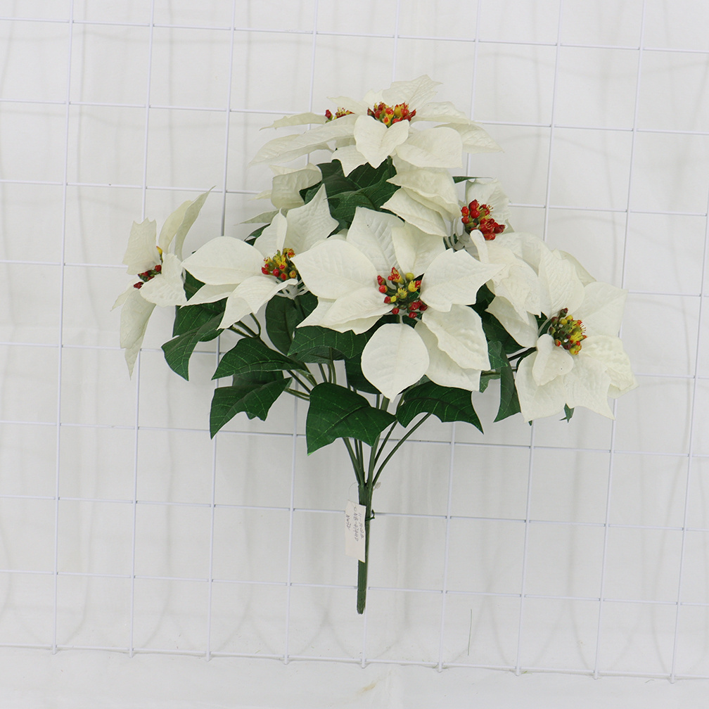 Factory Best Selling Artificial Flower Christmas Poinsettia Decorative Flowers