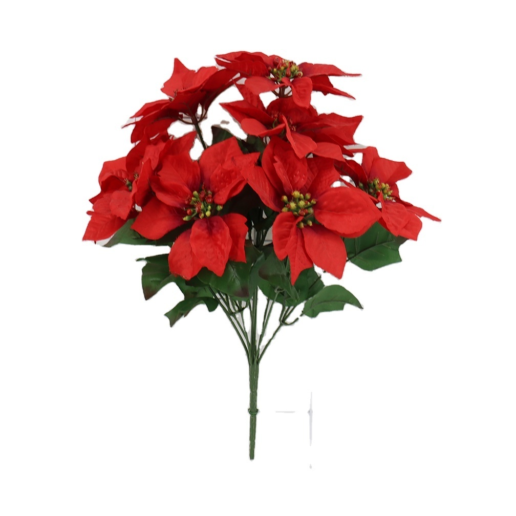 Factory Best Selling Artificial Flower Christmas Poinsettia Decorative Flowers