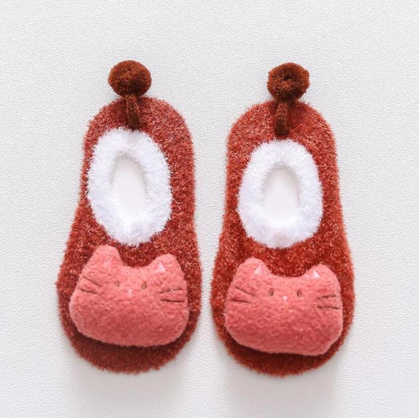 newborn Anti-slip boy girl kids shoes 3 year old winter animal cartoon thick warm house home  socks for 3 years warm shoes baby