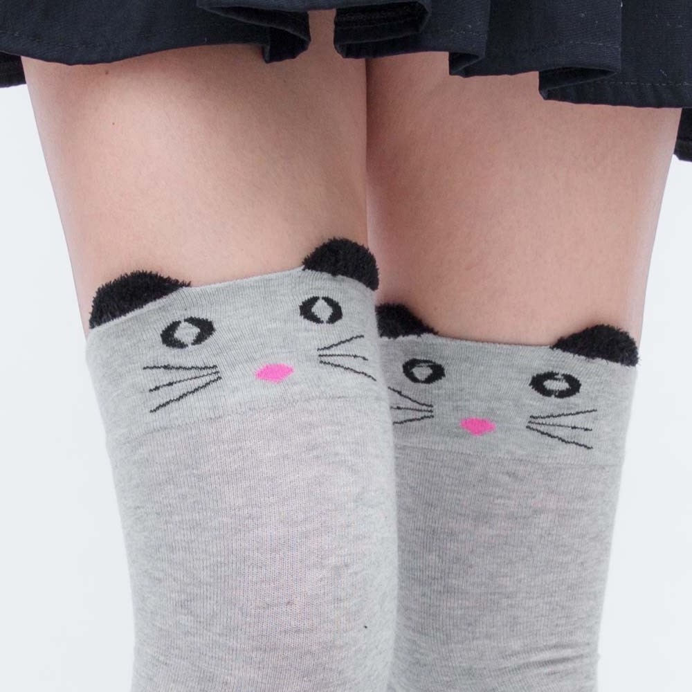 Japanese and Korean sweet cute cartoon stockings cotton socks ladies over the knee socks cartoon cat stockings