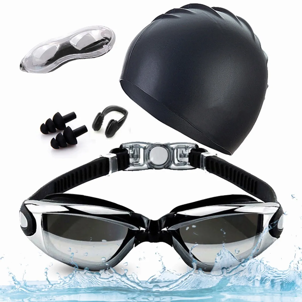 2023 cap nose clip earplug hat packages swim goggles with nose cover goggles natacion swimming goggles adults no leaking