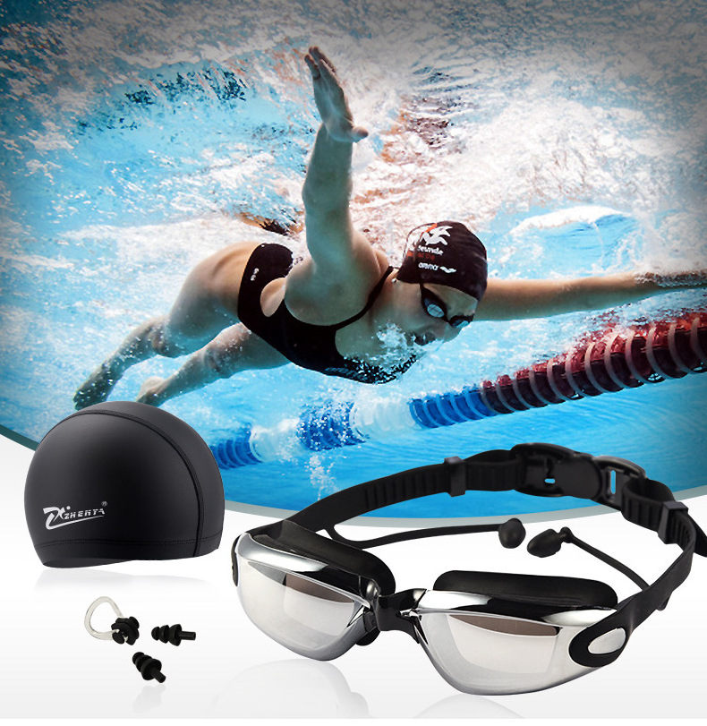 2023 cap nose clip earplug hat packages swim goggles with nose cover goggles natacion swimming goggles adults no leaking