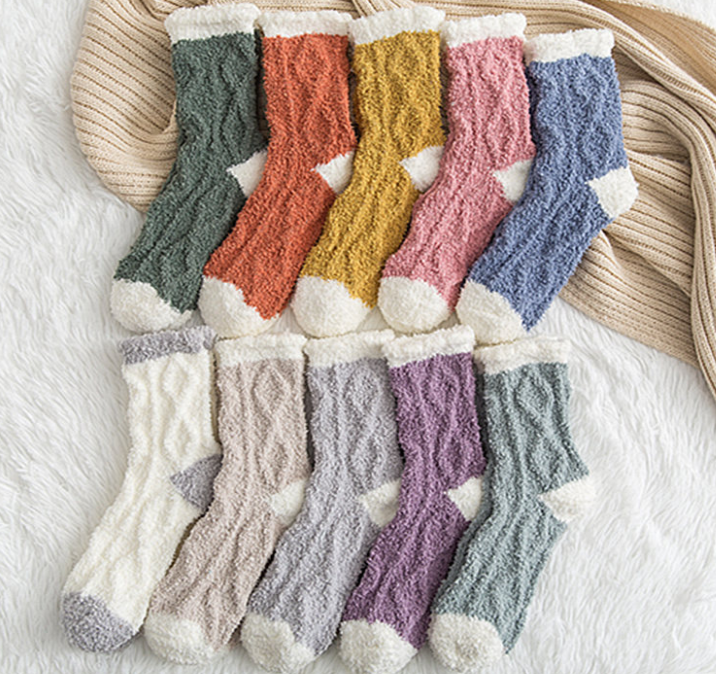 women velvet comfy winter socks crew warm cosy manufacturer white pink home bed fluffy socks for winter blue fuzzy socks