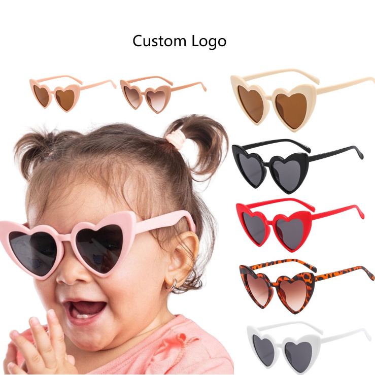 Kids Shades Heart Shaped Sunglasses Girls Custom Logo Fashion Pink Love Heart Sunglasses for Children