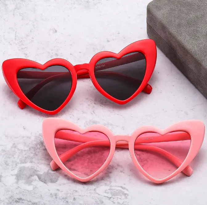 Kids Shades Heart Shaped Sunglasses Girls Custom Logo Fashion Pink Love Heart Sunglasses for Children