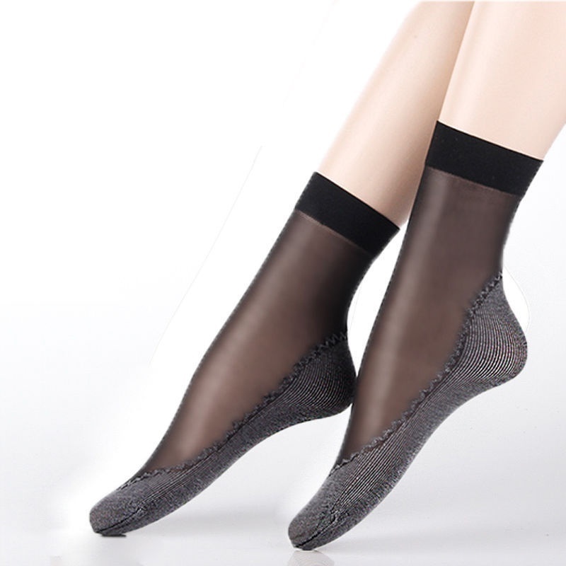 Summer crystal glass silk stockings mother's socks anti slip soles middle-aged summer nylon thin wear-resistant short socks