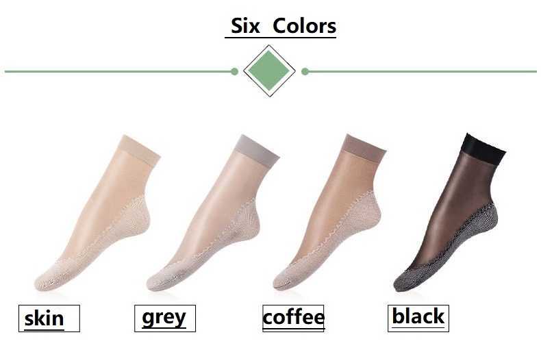 Summer crystal glass silk stockings mother's socks anti slip soles middle-aged summer nylon thin wear-resistant short socks