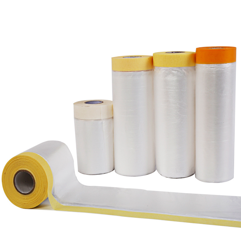 automotive paint plastic sheeting masking film with masking tape for house