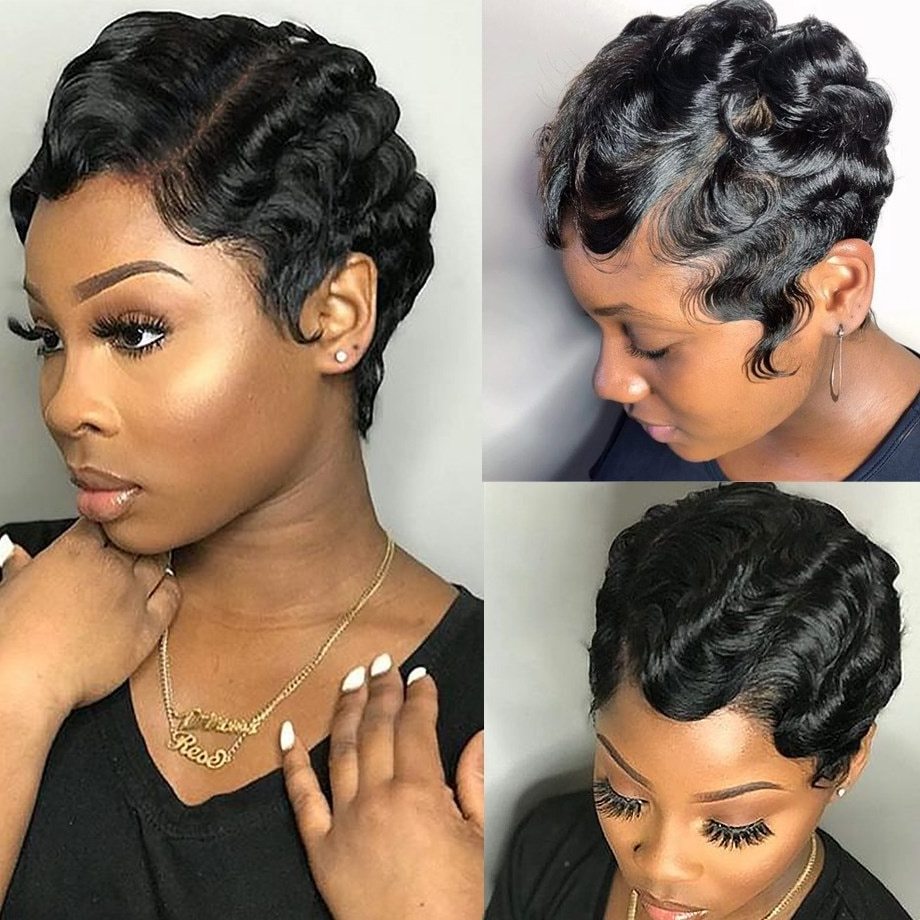 Short Human Hair Wigs Pixie Cut Curly Vietnamese Raw Perruque Fringe Pixie Cut Human Hair Hair Wigs Wigs For Black Women