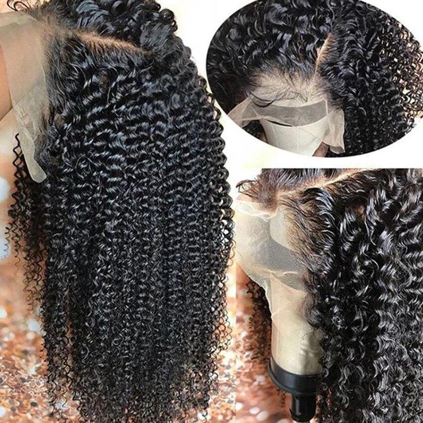 8-30 Inch Mongolian Afro Kinky Curly Human Hair Lace Front Wigs Virgin Hair Transparent Hd Full Lace Frontal Wig With Baby Hair