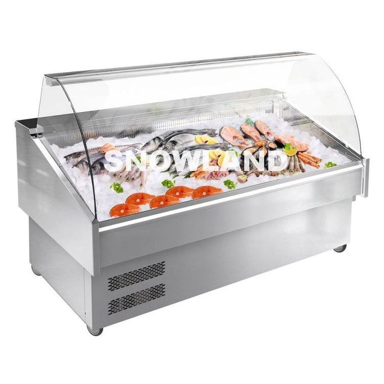 Supermarket Frozen Display Stand Refrigerated Seafood Freezer Display Counter Frozen Chilled Seafood Fish Ice Display Table