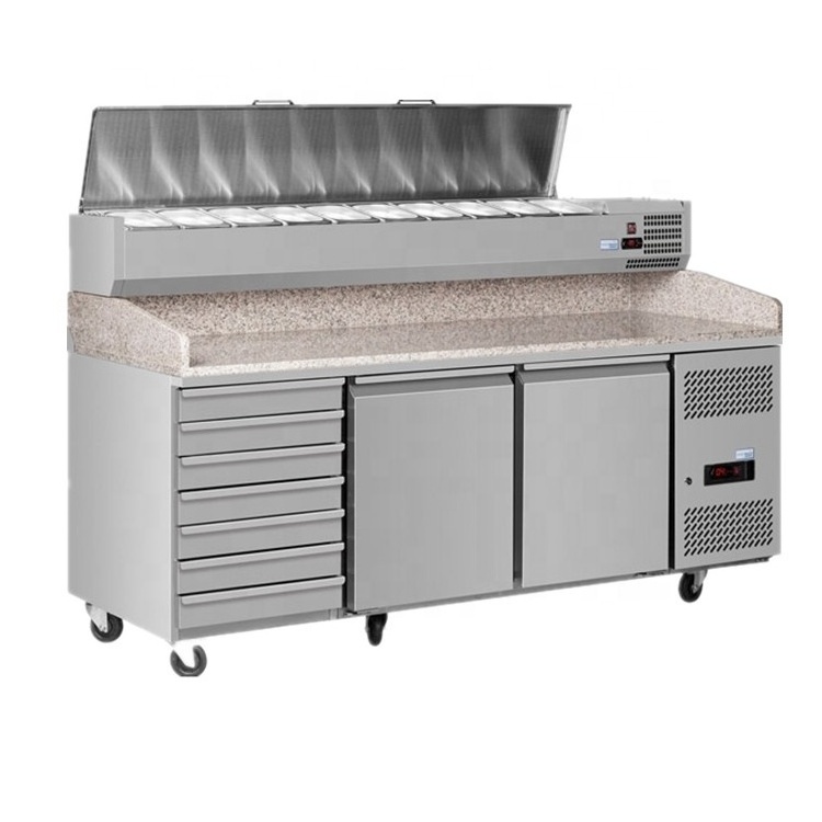 Good Quality Stainless Steel Pizza Table Salad Bar Freezer