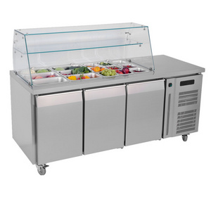 Commercial Buffet Salad Prep Table Refrigerator Commercial 3 Doors Salad Bar Refrigerator Subway Cold Food Table