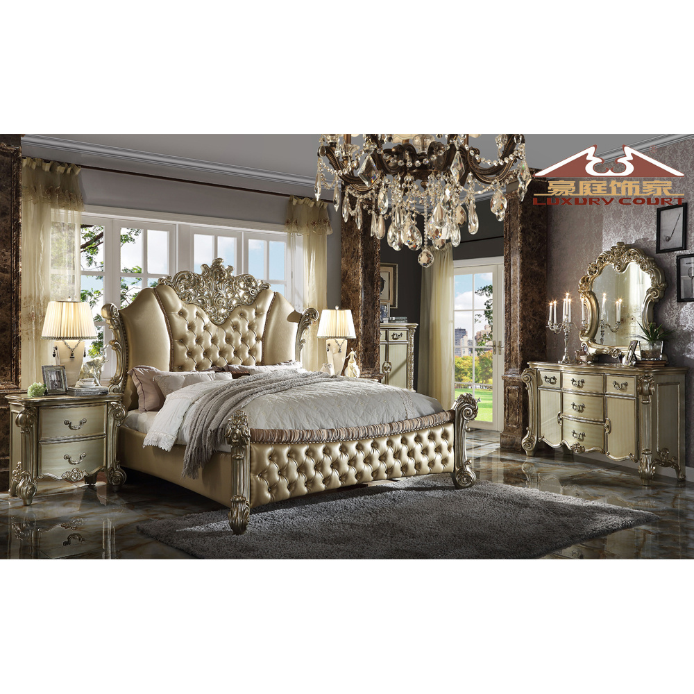 Luxury furniture Royal furniture antique white bedroom set baroque classical luxurious king size bed furniture