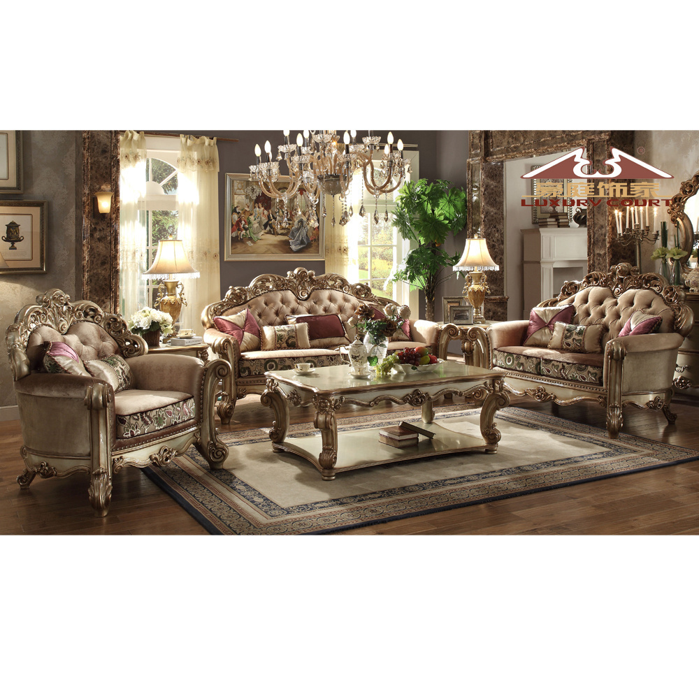 Longhao home furniture antique sofa European style classic wholesaler couch living room sofa