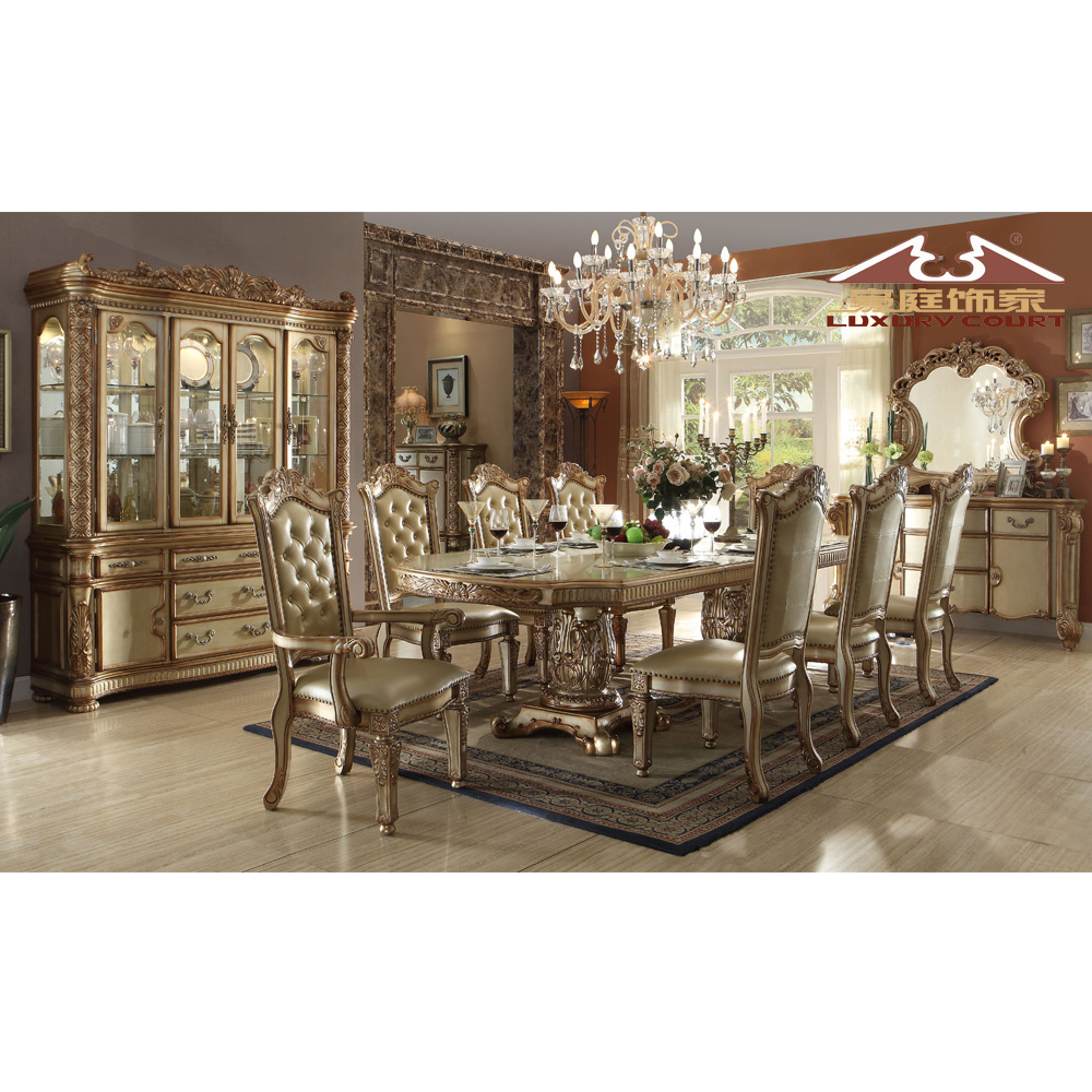 Longhao French luxury royal furniture european style sofa set classic leather gold sofa wood carved luxury sofa sets