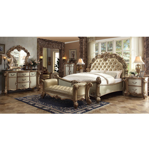 bedroom furniture Royal baroque style solid wood expensive high gloss italian names bedroom furniture