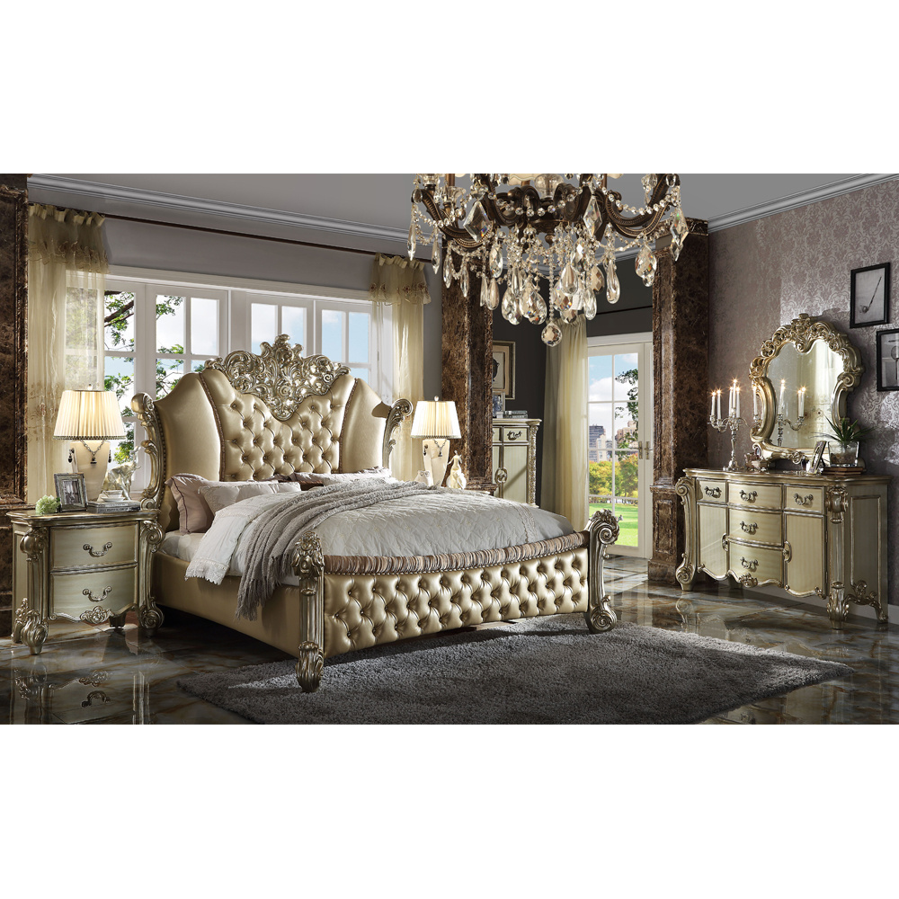 bedroom furniture Royal baroque style solid wood expensive high gloss italian names bedroom furniture