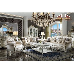 LongHao High Quality Fabric Royal Luxury living room furniture sets luxury furniture sofa set solid wood for home using