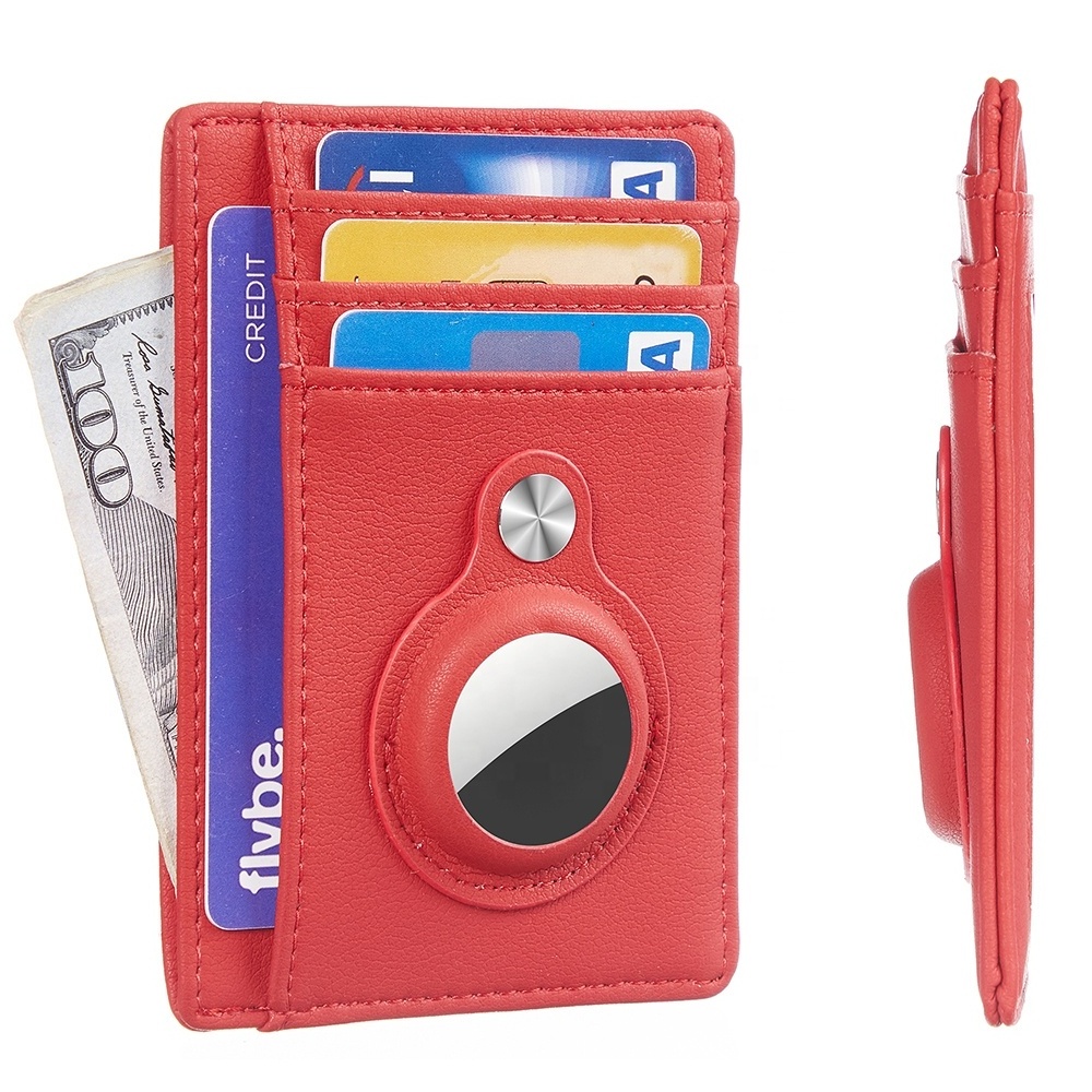 OEM ODM Microfiber Leather Tag Wallet Anti-theft Wallet Card Holder Women With Pocket For Airtag