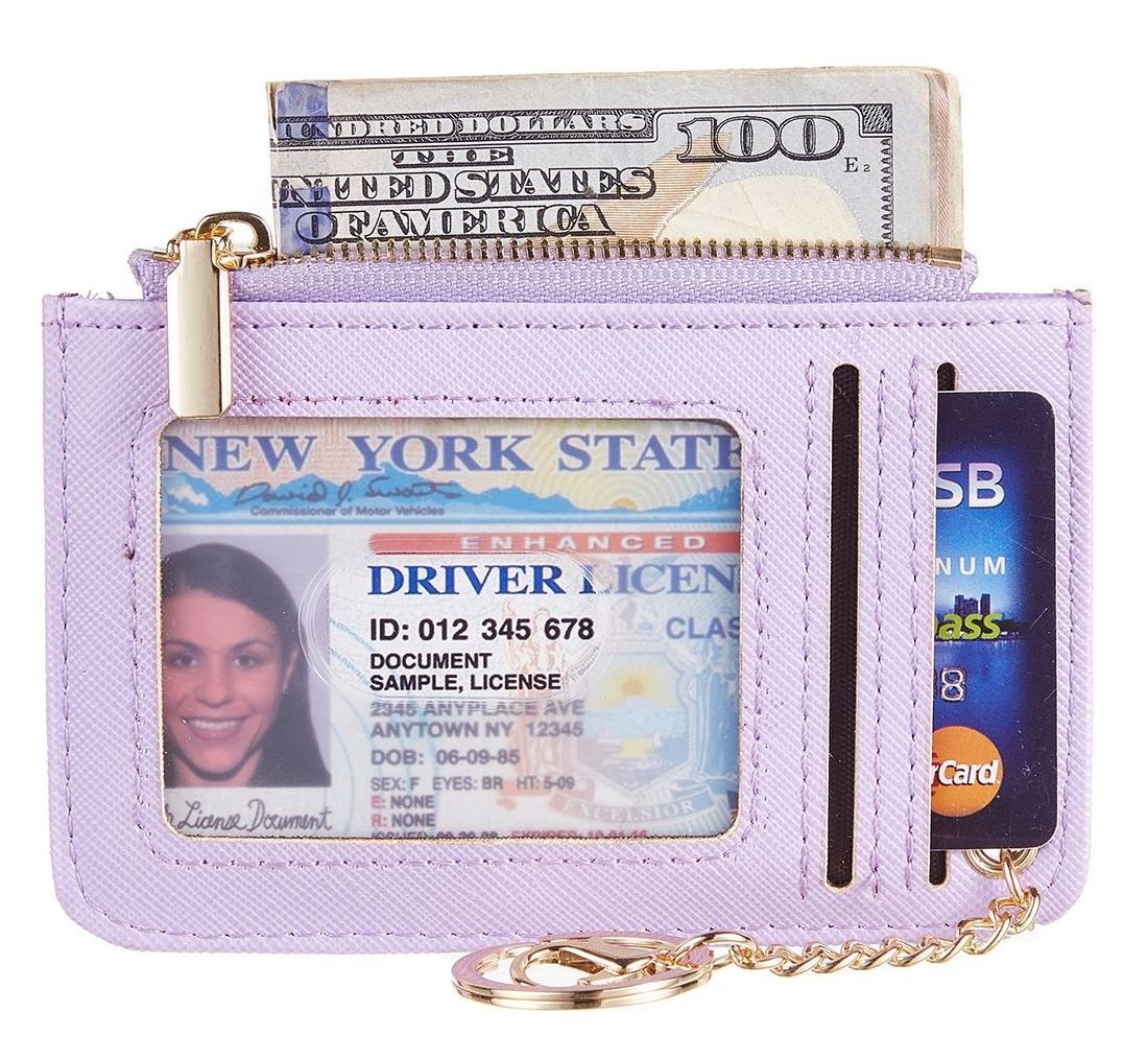 Custom logo Slim Keychain Wallet Minimalist Leather RFID Blocking Women Credit Card holder