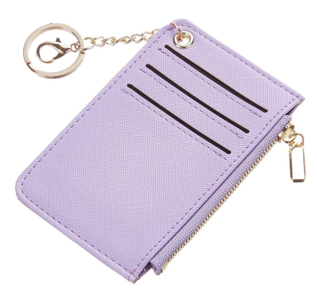 Custom logo Slim Keychain Wallet Minimalist Leather RFID Blocking Women Credit Card holder