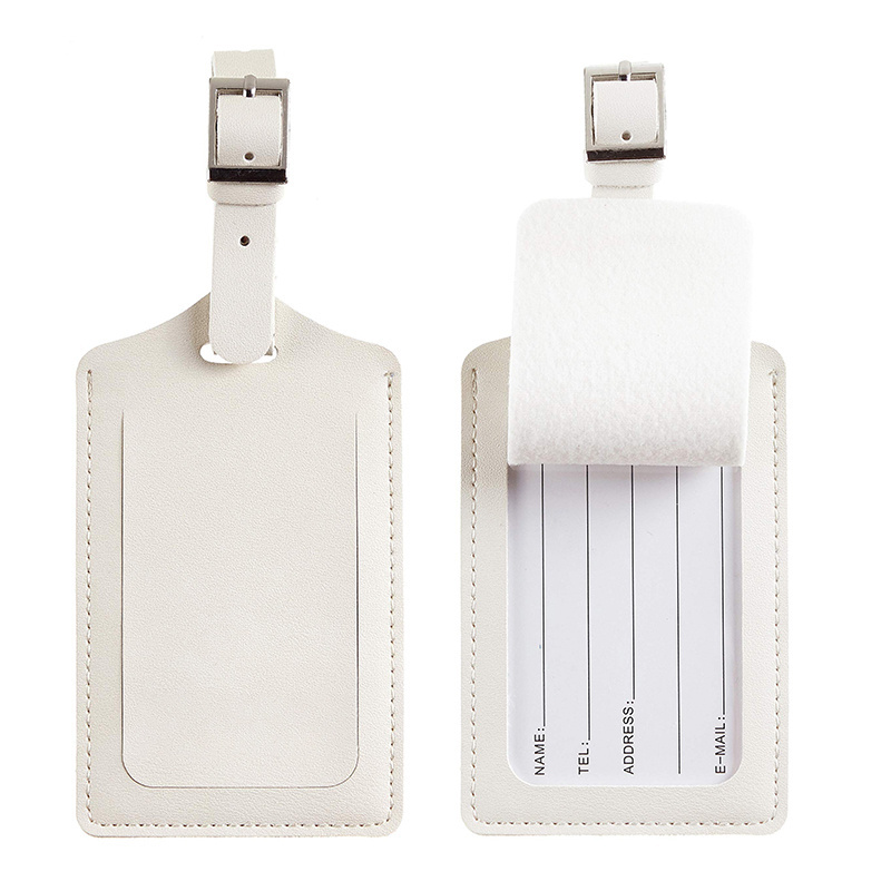 Free Sample Waterproof Travel Name Tag Custom Logo White PU Leather Luggage Tag Canada