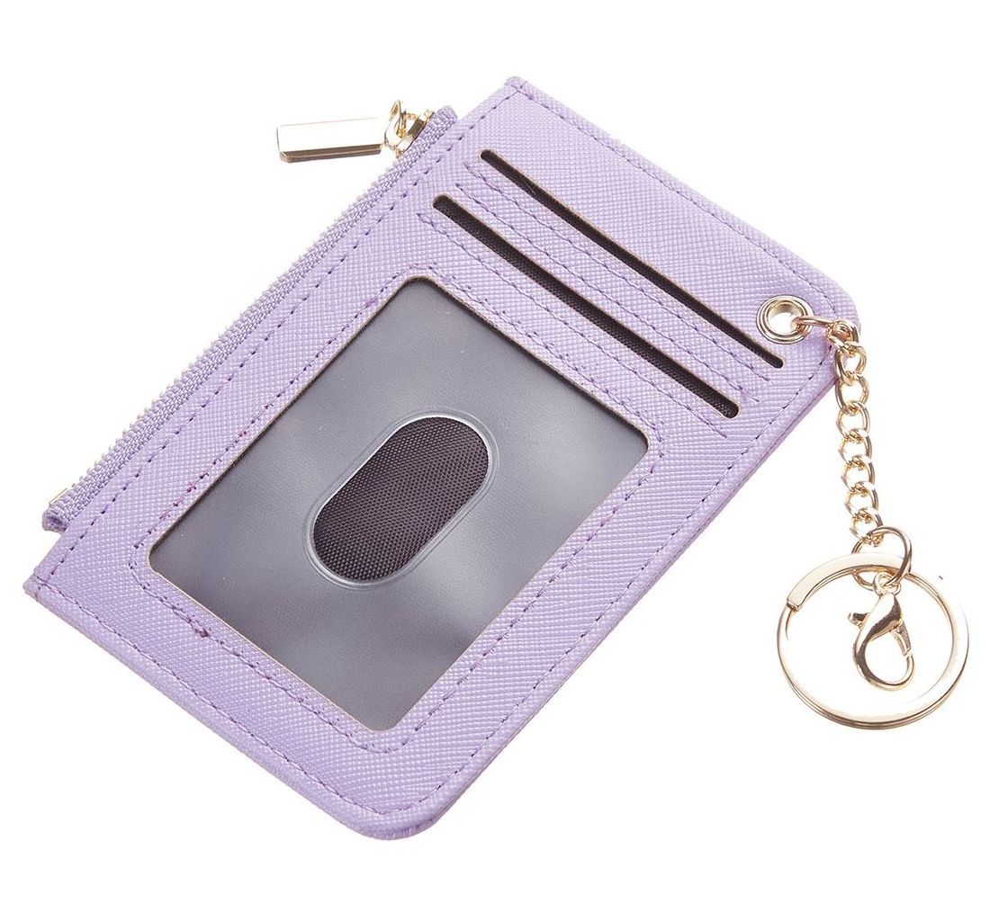 Custom logo Slim Keychain Wallet Minimalist Leather RFID Blocking Women Credit Card holder