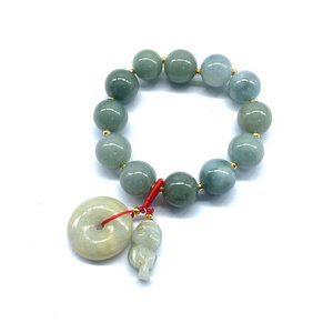 Natural Burma Jade Green Jadeite Beads stone Bracelet Woman Bangle Donut Charm Money Bag Pixiu Piyao