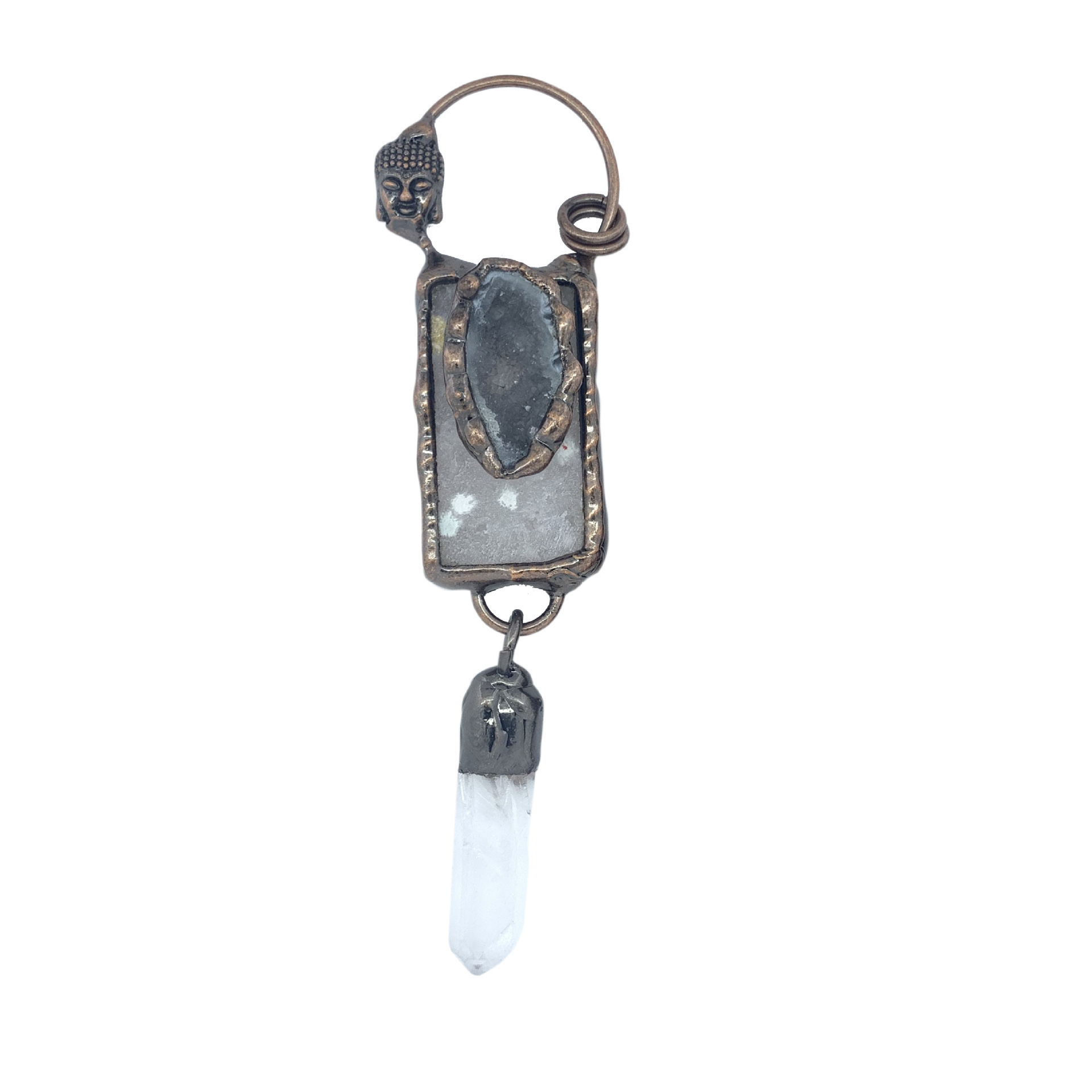 Antique buddha pendant necklace gemstone crystal clear quartz agate stone necklace fashion jewelry wholesale