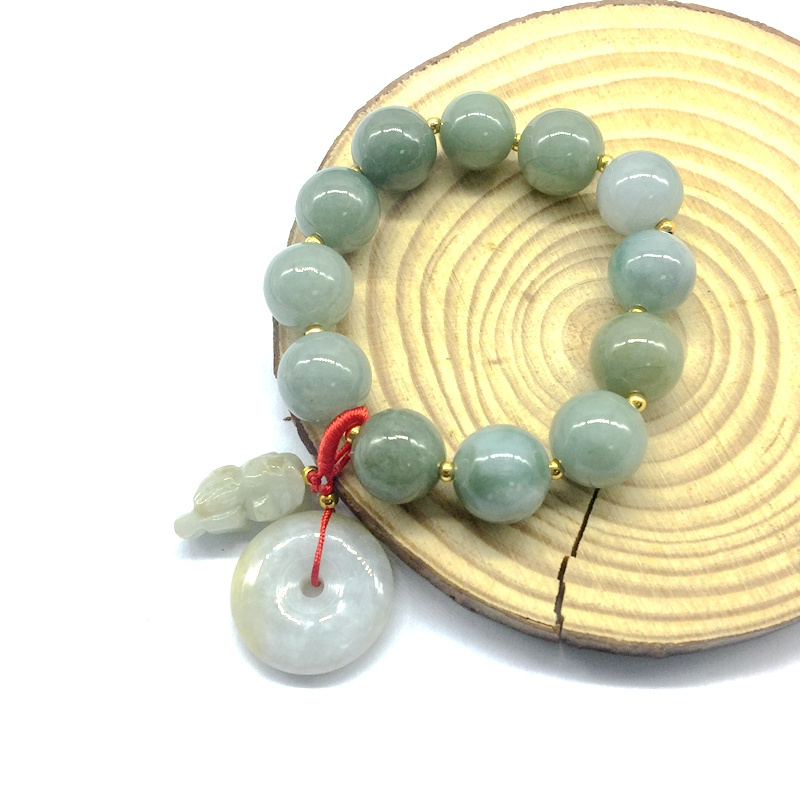 Natural Burma Jade Green Jadeite Beads stone Bracelet Woman Bangle Donut Charm Money Bag Pixiu Piyao