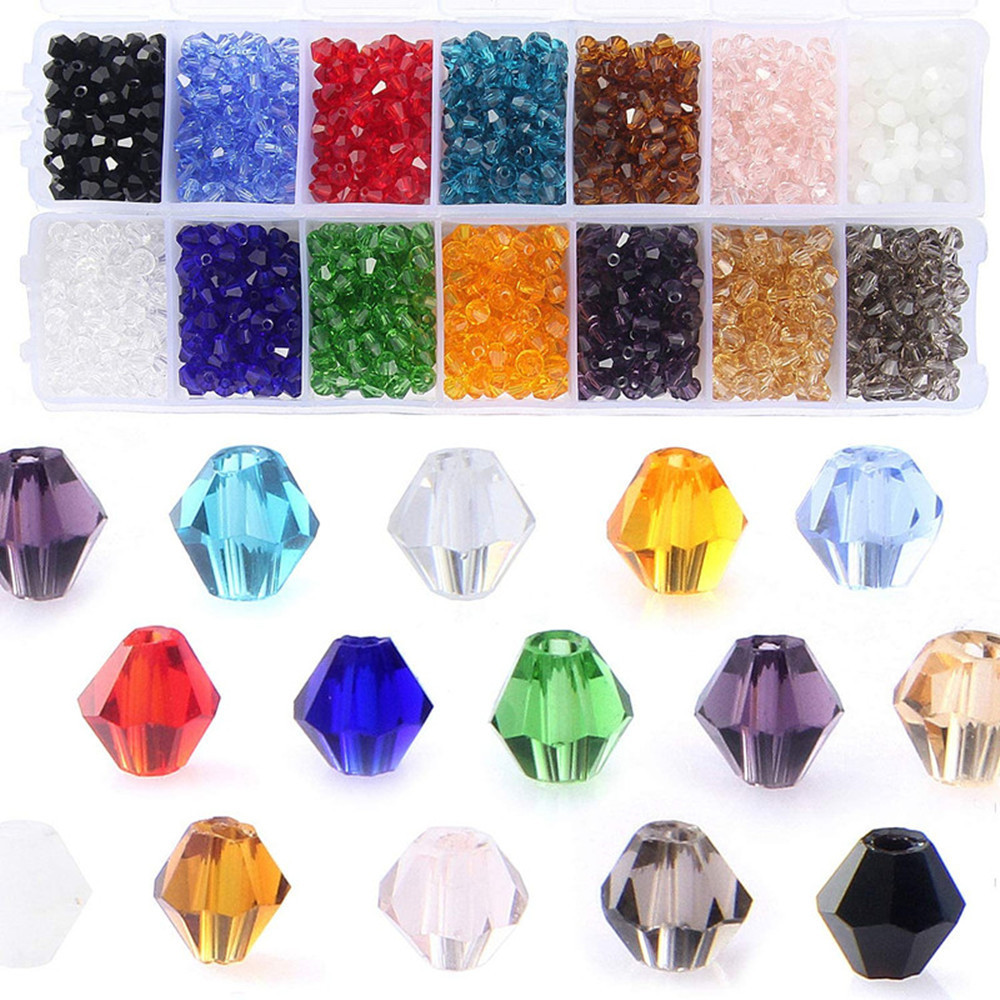 Bicone Crystal Beads Bulk Beaded-Wholesale 4MM Beads Mix Lot Of 2850 Pcs Faceted Crystal Glass for Jewelry Making