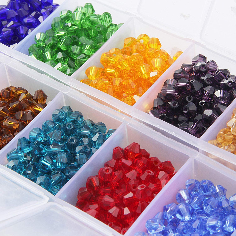 Bicone Crystal Beads Bulk Beaded-Wholesale 4MM Beads Mix Lot Of 2850 Pcs Faceted Crystal Glass for Jewelry Making