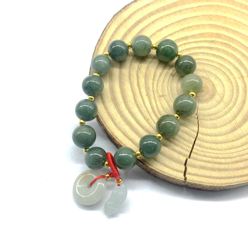 Natural Burma Jade Green Jadeite Beads stone Bracelet Woman Bangle Donut Charm Money Bag Pixiu Piyao