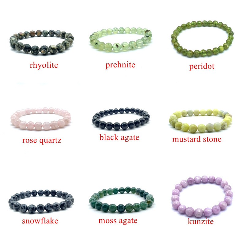 2020 New Hot Sell 8 mm Natural Stone Beads Bracelets For Men Women Elastic Stretchy Bangle Crystal Jade Jewelry