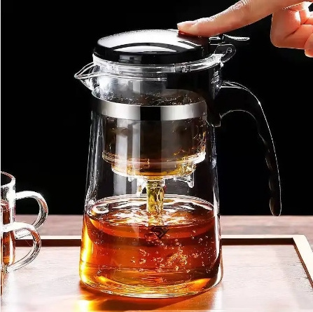 Home glass teapot pot loose leaf tea maker Portable coffee glass maker with built-in infuser and removable filter