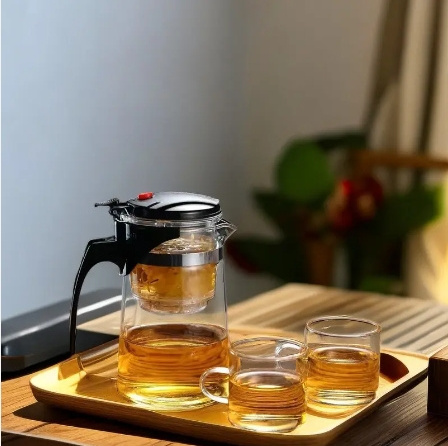 Home glass teapot pot loose leaf tea maker Portable coffee glass maker with built-in infuser and removable filter