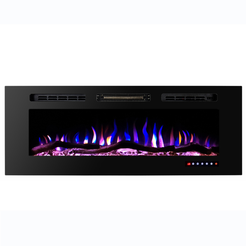 modern indoor insert wall mounted recessed electric fireplace with led light master decor 3d log crystal fire flame