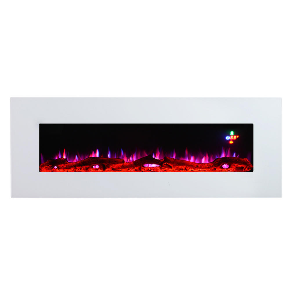 50'' 60'' 70'' inch white indoor cheap wall mounted decorative electric fireplace with 3d decor led natural fire box flame