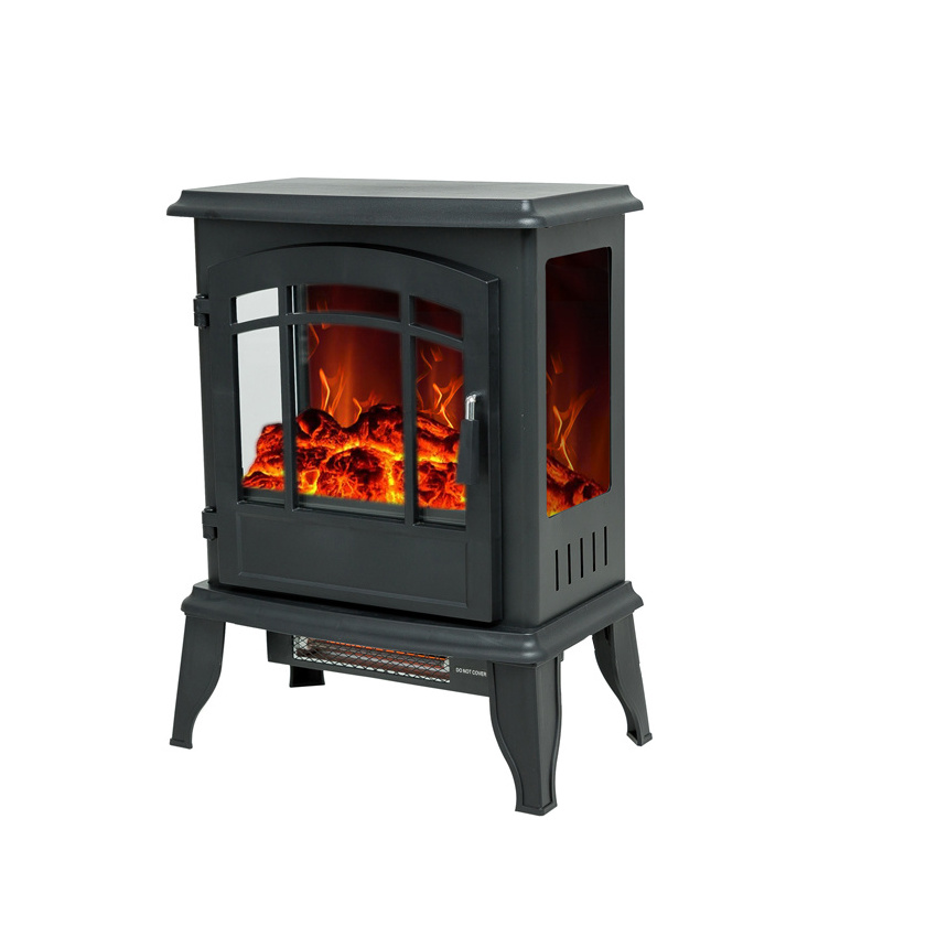 modern decorative independent 3 side view safe small freestanding electric fireplace with resin log and legs