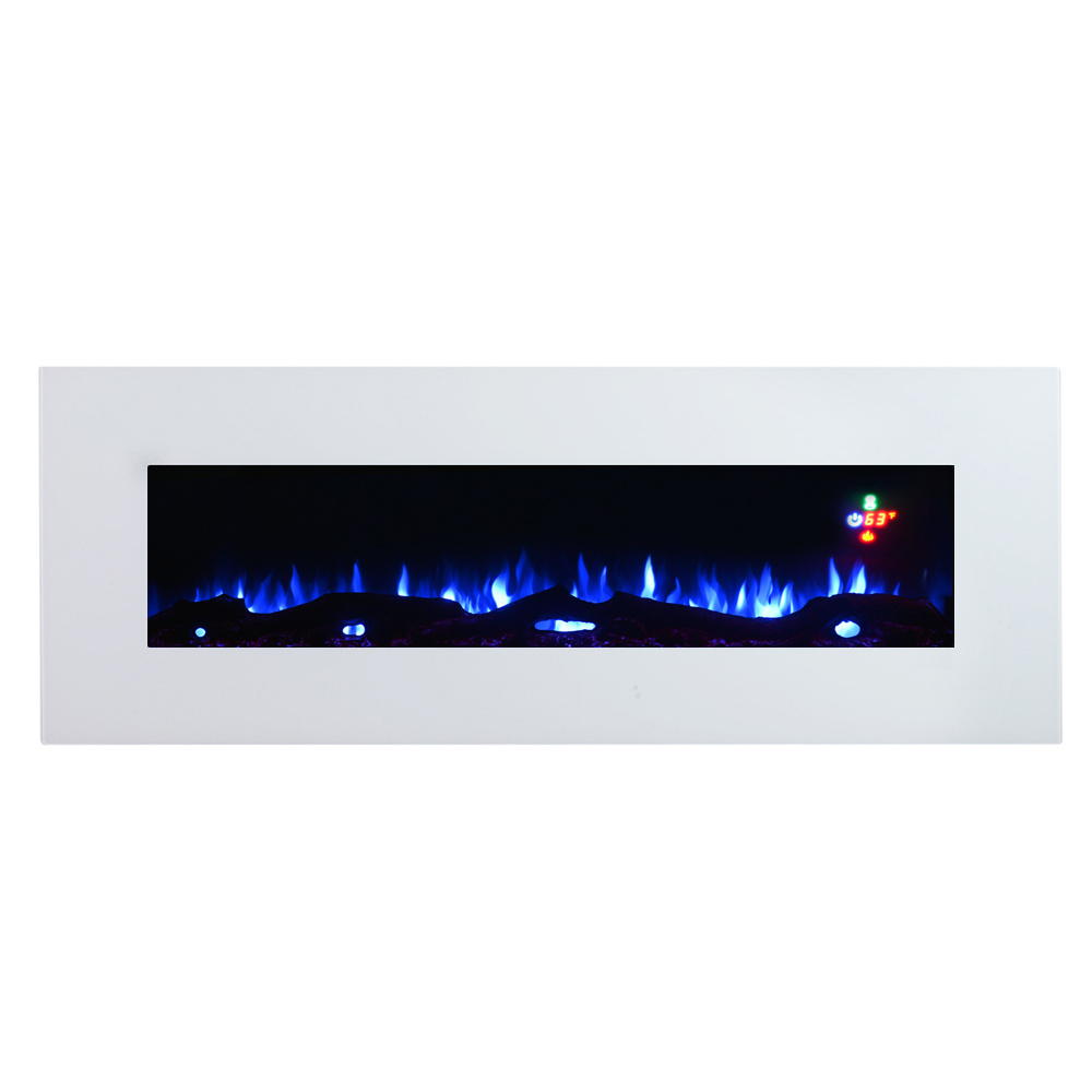 50'' 60'' 70'' inch white indoor cheap wall mounted decorative electric fireplace with 3d decor led natural fire box flame