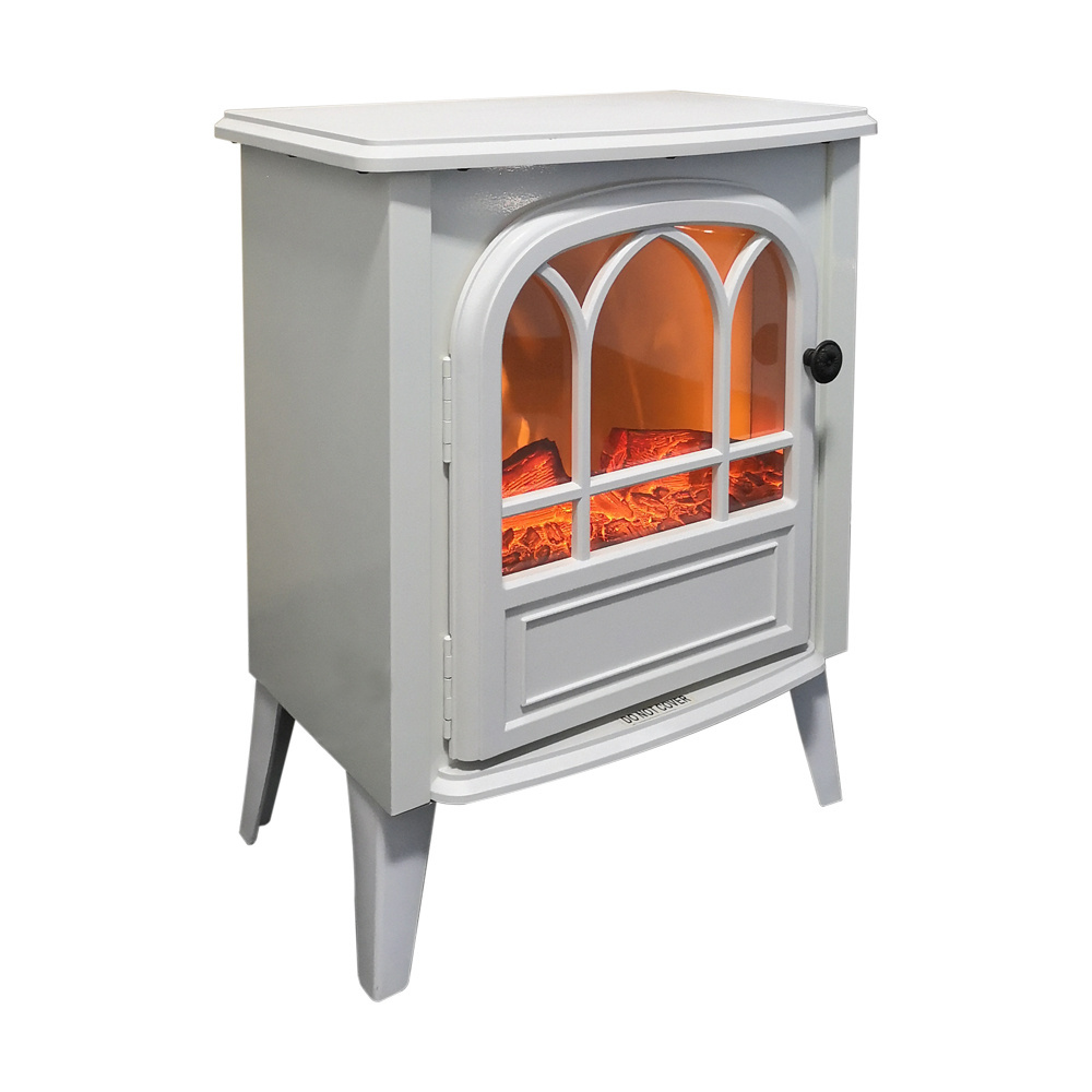 white small portable electronic high efficiency elegant freestanding decorative electric fireplace with legs