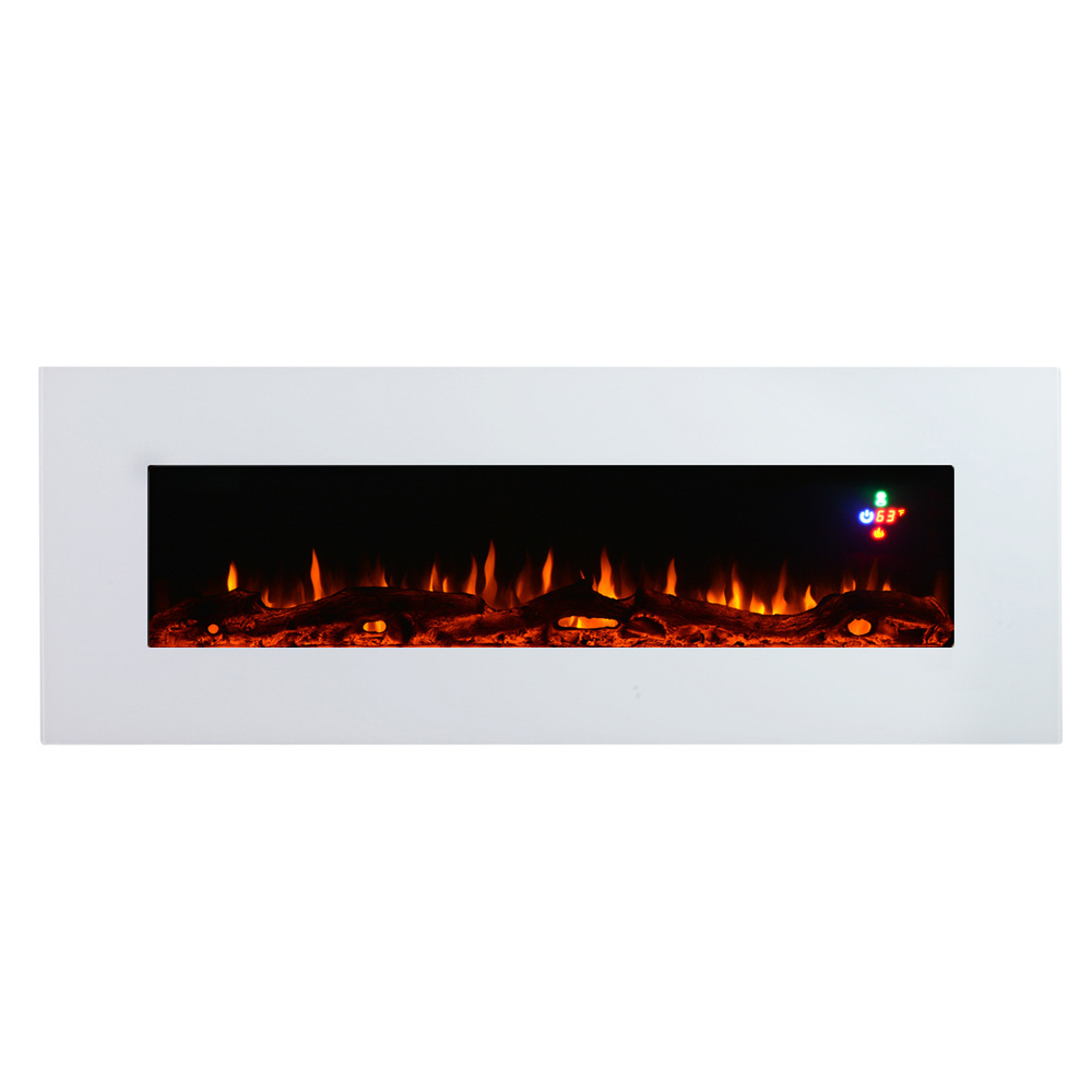 50'' 60'' 70'' inch white indoor cheap wall mounted decorative electric fireplace with 3d decor led natural fire box flame